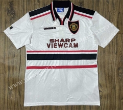 Retro Version 98-99 Manchester United Away White Soccer Jersey AAA-SL