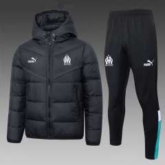 2023-24 Olympique Marseille Black Thailand Soccer Coat Uniform With Hat-815