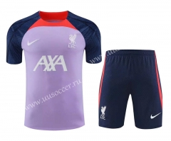 2023-2024 Liverpool Purple Blue Sleeve Thailand Soccer Uniform-418