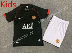 Retro Version 07-08 Manchester United Away Black Kids/Youth Soccer Uniform-7809