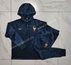 2023-2024 France Royal Blue Thailand Soccer Tracksuit With Hat-815