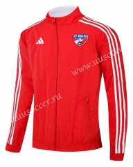 (S-3XL) 2024-2025 Dallas FC Red&White Reversible Trench Coats-0255