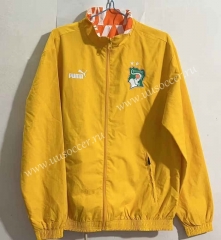 (S-3XL) 2024-2025 Ivory Coast Yellow Reversible Thailand Soccer Trench Coat-0255