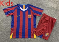Retro Version 05-06 Barcelona Home Red&Blue Kids/Youth Soccer Uniform-7809