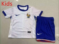 2024-25 France Away White Kid/Youth Soccer Uniform(Blue short)-7119