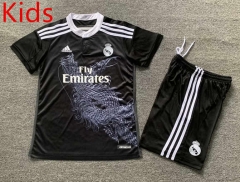 Retro Version 14-15 Real Madrid 2nd Away Black Kids/Youth Soccer Uniform-7809
