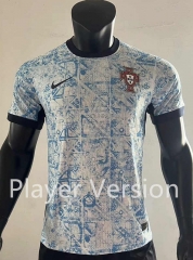 Player Version 2024-2025 Portugal Away White&Blue Thailand Soccer Jersey AAA-SJ