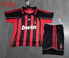 Retro Version 06-07 AC Milan Home Red&Black Kids/Youth Soccer Uniform-8679