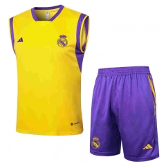 2024-25 Real Madrid Yellow Thailand Vest Short-sleeved Tracksuit Uniform-815