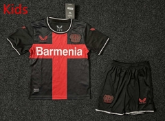 2024-25Bayer 04 Leverkusen Home Black kids  Soccer Uniform-GB