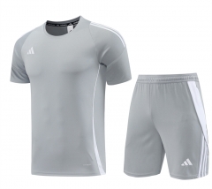 Adida s Grey Soccer Short-Sleeves Tracksuit-LH