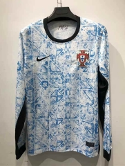 2024-25 Portugal Away Blue&White LS Thailand Soccer Jersey AAA-422