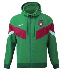2024-25  Portugal  Green Soccer Jacket Top With Hat-518