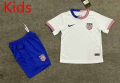 2024-25 USA  Home White Kids/Youth Soccer Uniform-6748