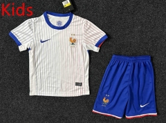 2024-25 France Away White&Blue Kid/Youth Soccer Uniform-GB