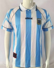 1996  Argentina Retro Version Home White&Blue Thailand Soccer Jersey AAA-503