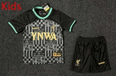 2024-25 joint name Liverpool  Black Kids/Youth Soccer Uniform-GB