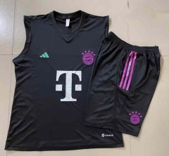 2024-25 Bayern München Black  sleeves  Shorts-Sleeve Thailand Soccer Tracksuit Uniform-815