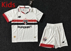 2024-2025 Sao Paulo Home White Kids/Youth Soccer Uniform-GB