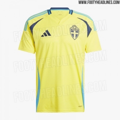 2024-25  Sweden Home Yellow Thailand Soccer Jersey AAA