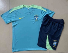 2024-25 Brazil Blue Shorts-Sleeve Thailand Soccer Tracksuit Uniform-815