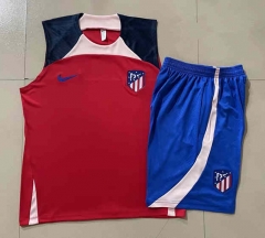 2024-25 Atletico Madrid  Red  Thailand Short-Sleeve Soccer Tracksuit Uniform-815