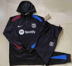 2024-25 Barcelona Black Thailand Soccer Tracksuit With Hat-815