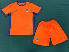 2024-25  Netherlands Home Orange Soccer Uniform-6748