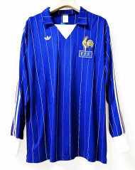 1980-82 France Home Blue Thailand Soccer Jersey AAA-9755
