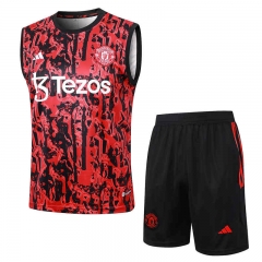 2024-25 Manchester United Red Vest Short-sleeved Thailand Soccer Tracksuit Uniform-815