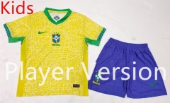 Player Version 2024-25 Brazil Home Yellow Kid/Youth Soccer Uniform-9926