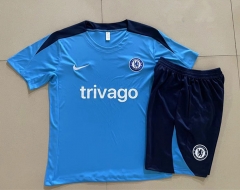 2024-25 Chelsea  Blue Thailand Short-sleeved Tracksuit Uniform-815