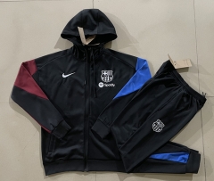 24-25 Barcelona Black Soccer Jacket Uniform With Hat-815