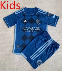 2024-2025 Sporting Kansas City Away Blue Kids/Youth Soccer Uniform-AY