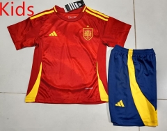 2024-25  Spain Home Red Kids/Youth Soccer Uniform-507