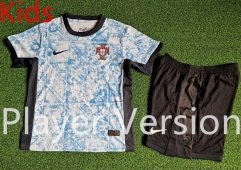 Player Version 2024-2025 Portugal Away Blue Kids/Youth Soccer Uniform-9926