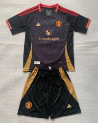 2024-2025 Manchester United Black Soccer Uniform-AY