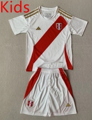 2024-2025 Peru Home White Kids/Youth Soccer Uniform-AY