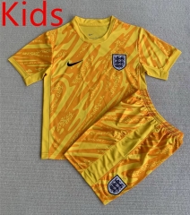 2024-2025 England Goalkeeper Yellow Kids/Youth Soccer Uniform-GB