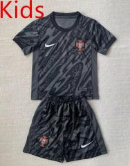 2024-2025 Portugal Goalkeeper Black Kids/Youth Soccer Uniform-AY