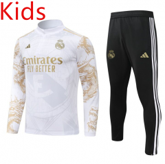 2024-25 Real Madrid White  Kids/Youth Soccer Tracksuit-GDP