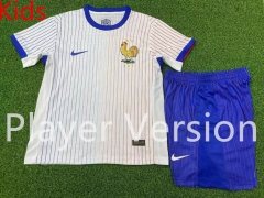 Player version  2024-25 France Away White Kid/Youth Soccer Uniform-9926