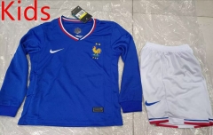 2024-2025 France Home Blue LS Kids/Youth Soccer Uniform-507