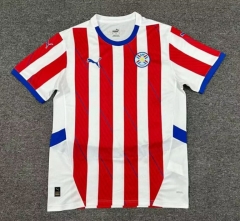 (S-4XL) 2024-2025 Paraguay Home Red&White Thailand Soccer Jersey AAA-512
