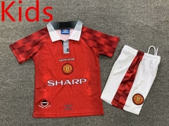 Retro Version 96-98 Manchester United Home Red Kids/Youth Soccer Uniform-7809