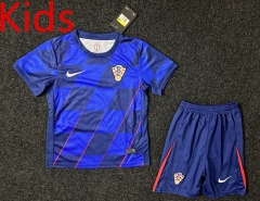 2024-25 Croatia Away Blue  Kid/Youth Soccer Uniform-5526