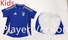 Player Version 2024-25 Italy Home Blue Kids/Youth Soccer Uniform-9926