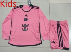 24-25 Inter Miami CF Home Pink Kids/Youth Soccer Long Sleeve Uniform-507