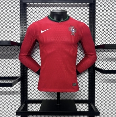 Player Version 2024-25 Portugal Home Red LS Thailand Soccer Jersey AAA-888