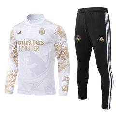 2024-25 Real Madrid White Thailand Soccer Tracksuit Unoform-GDP